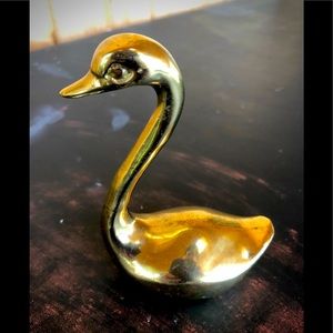 Vintage solid brass swan